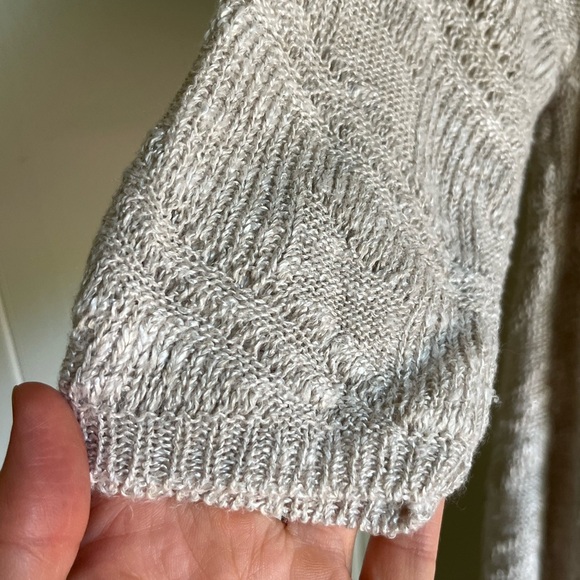 Eileen Fisher Cream Linen Blend Open Lace Knit 3/4 Sleeve Sweater V-neck… - Picture 10 of 10